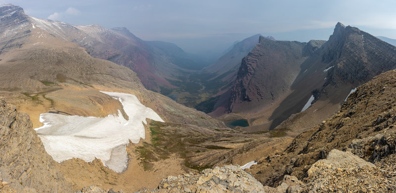 Looking down the Boulder Creek drainage from Siyeh Pass