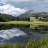 Late afternoon reflection of Mt Tuk on Medicine Lakes