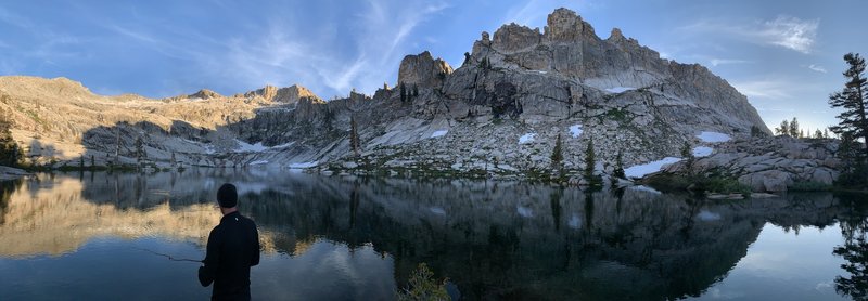 Fishing on the lake, looking south/west as sunset. Lots of fish in the lake.