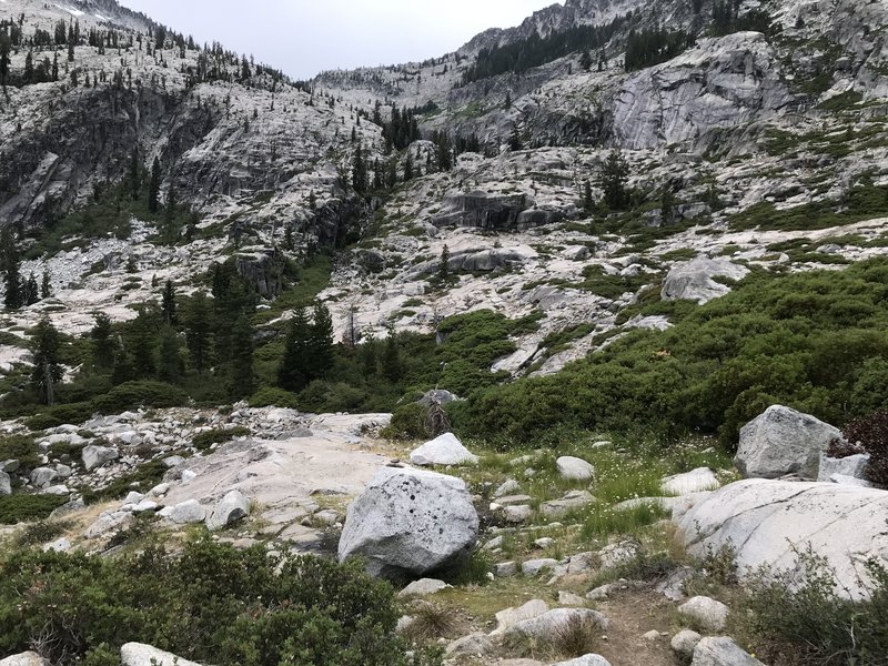 Looking up toward Forbidden Lakes from the Boulder Creek Lakes Trail