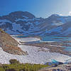 Lower Marie Lake. After the snow has melted, Upper Marie Lake can be reached by scrambling up the rocky slope on the center, right side of the picture.