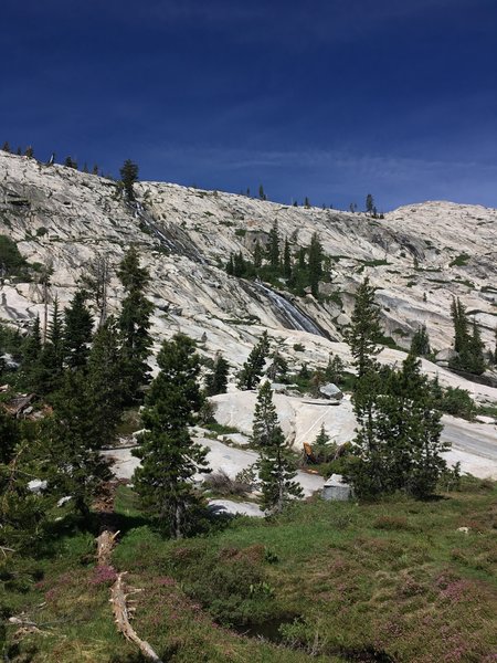 Beautiful granite hills with waterfalls.