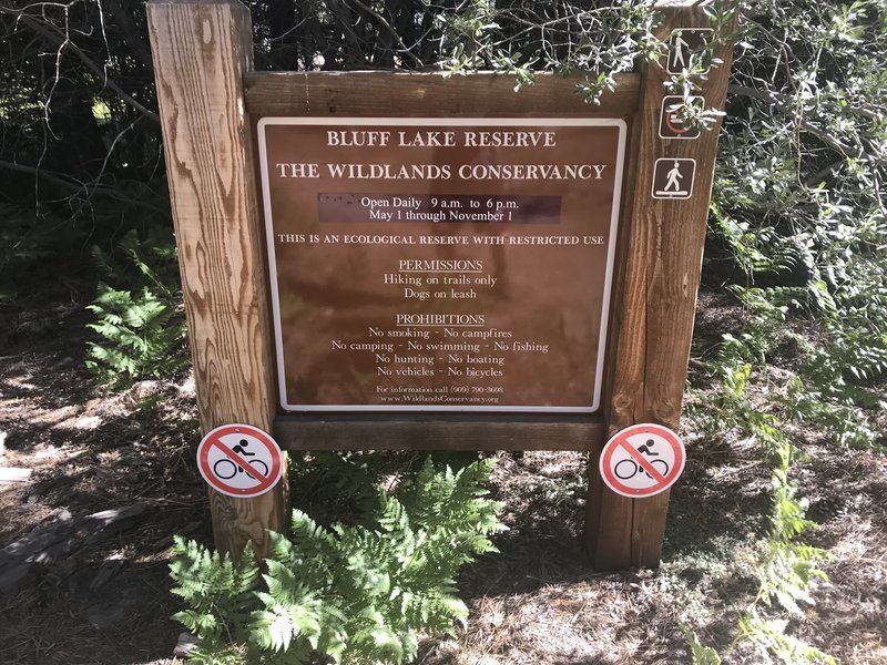 Bluff Lake Reserve sign