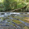 Looking up Glade Creek from the top of the big swimming hole.