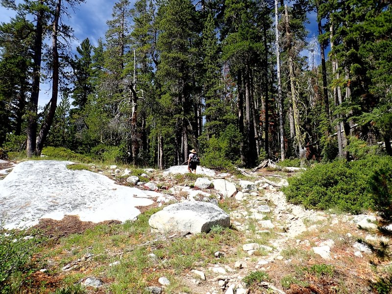 Through granite on the Little Duck Lake Trail.