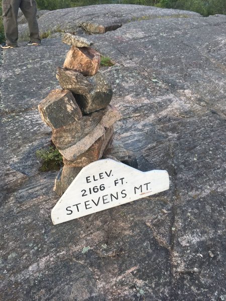 Monument at top of trail.