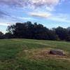 A mysterious boulder amidst the mowed Knox fields, near the entrance to the "secret" woods cut-through