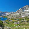 Largest of Pioneer Basin Lakes. Taken from the climb to 6th and 7th lakes. The Third Recess is in the left center with Mt. Mills behind it. The Fourth Recess is on the extreme left.