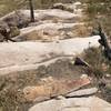 Steep downhill section over boulders