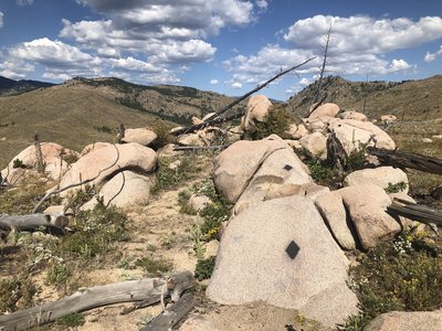 Trail goes over and down boulders along the way.