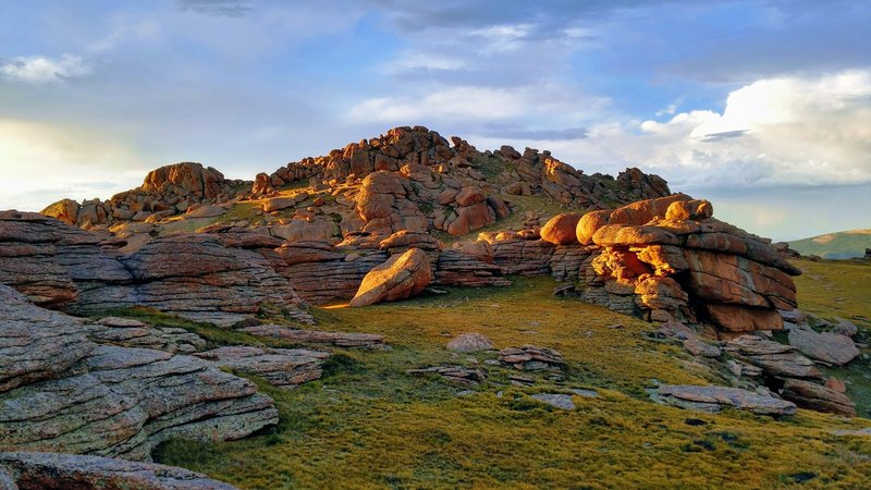 looking up at Bison Peak