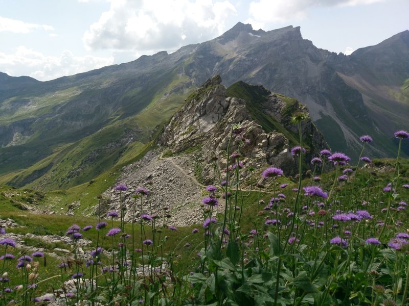 View to the south including Naafkopf summit (mountain where borders of Lichtenstein, Austria and Switzerland come together)