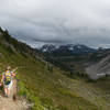 Descending with Mt. Shukshan in the background.