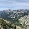 Looking SW into the Minam River canyon.  Trail 1910 descending from Horton Pass visible.