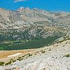 Mono Recess viewpoint and easy 1 mile hike from Mono Pass. You can see the 1st, 2nd, and 4th lakes in the Pioneer Basin.  Red and White Mt. and Red Slate Mt. are peeking over the basin's western rim.