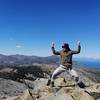 A relatively short but strenuous hike towards the Ralston Peak led to a rewarding view of the Desolation Wilderness. Among the visible landmarks from this picture are Mt. Tallac, Lake Tahoe, and the Fallen Leaf Lake.