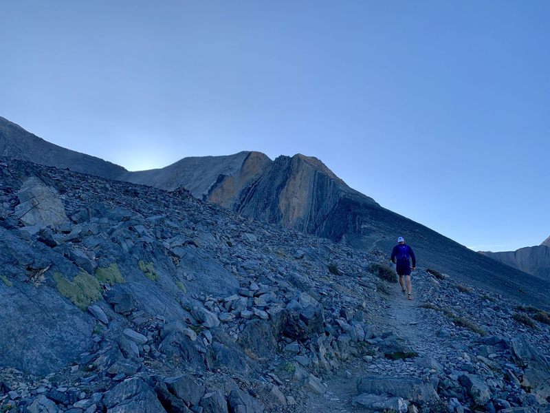 On the "flat section" of the trail. Chicken-Out Ridge in the background