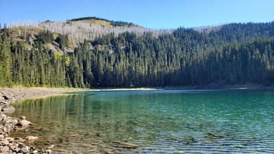 Lost Lake at mile 8 looking north towards Three Peaks trail.