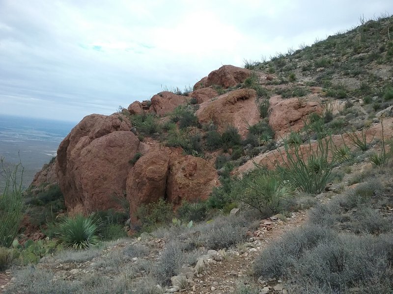 Following the ridge.