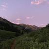 More of the buffed out singletrack after a steep climb out of a small creek crossing, looking back down the trail.