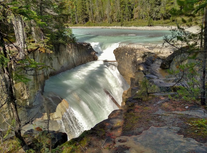 Thompson Falls plunges into the gorge below.