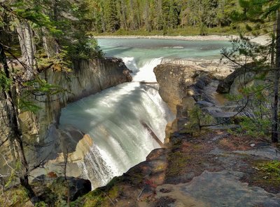 Thompson Falls plunges into the gorge below.
