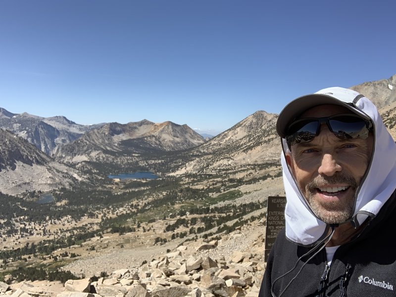 Top of Kearsarge Pass looking West. Bullfrog lake in the back and Kearsarge lake is to the left of the photo. A beautiful and gradual climb for 4 miles. The last water is about a mile in.