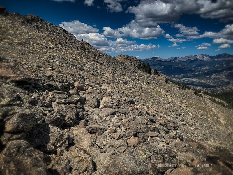 The trail down from Twin Sisters Peaks.