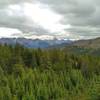 The Queen Elizabeth Ranges to the east-southeast, come into view as Skyline Trail climbs on its way north heading to Snowbowl trail camp.