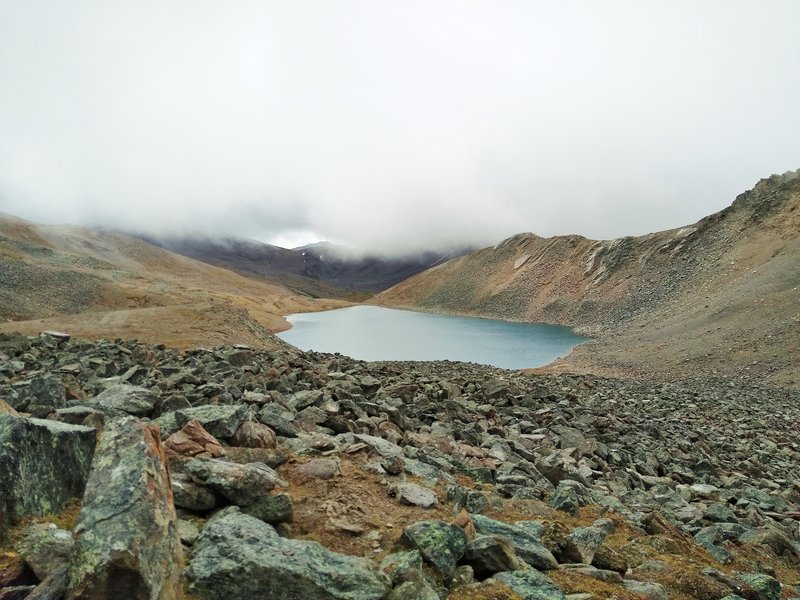 Curator Lake. Seen looking southeast from Skyline Trail on the south side of The Notch.