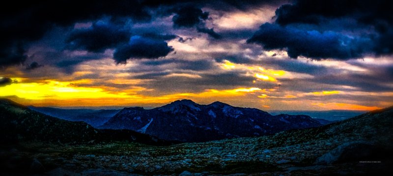 06:53 am from East Longs Peak Trail to Chasm Lake, 11,420', (same where I was on Twins) looking east towards sunrise over the Twin Sisters Peaks where I was only a week earlier. Loop done. Awesome views, climb on both trails. Do This!