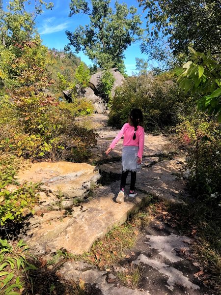 Navigating the rocks and boulders.