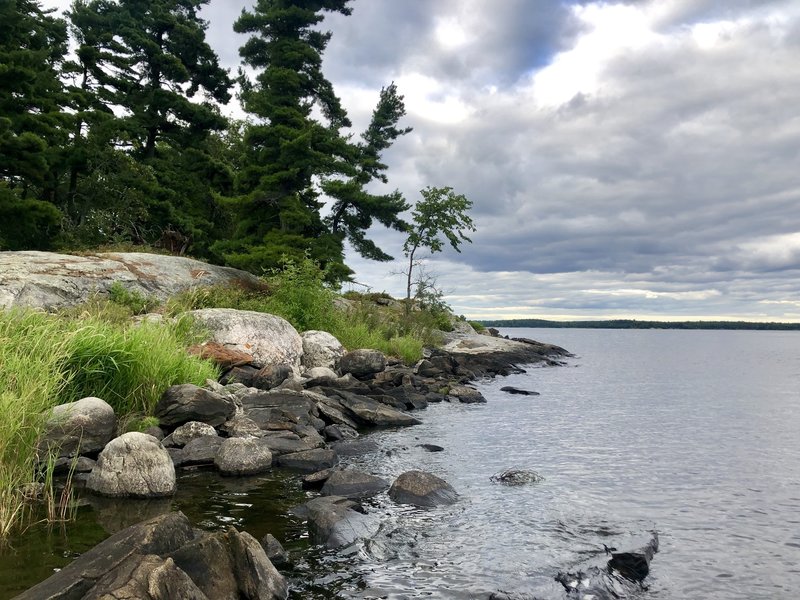 Standing on the edge of the Grassy Islands South campsite island looking northeast. Such an amazing experience camping on an island in the middle of a large lake all to yourself.  A truly unique National Park experience!