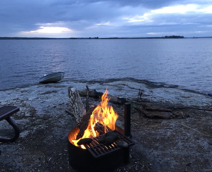 An evening fire on Kabetogama lake.