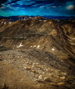 September 4, 2019 early morning view looking straight south from 14,148' on the Summit of Mount Democrat.