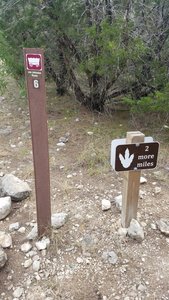 There are dino markers every .25 miles to remind you of how far your children still have to travel. :-)