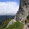 Close to the saddle, looking back toward Rainier. The mountain was hidden by clouds on this day.