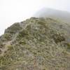 Clouds obscuring the view from the knife's edge ridge