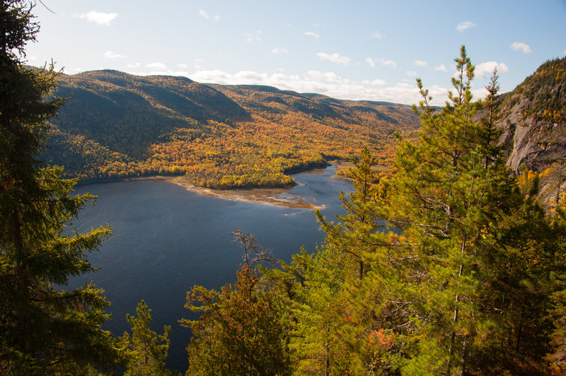 View of Riviére Saguenay with changing fall colors.