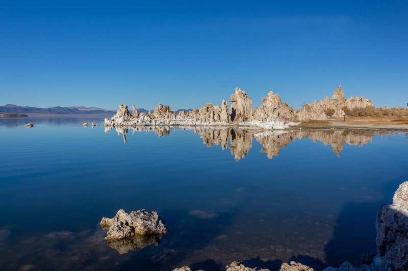 A rocky "skyline" sticking out of the water.