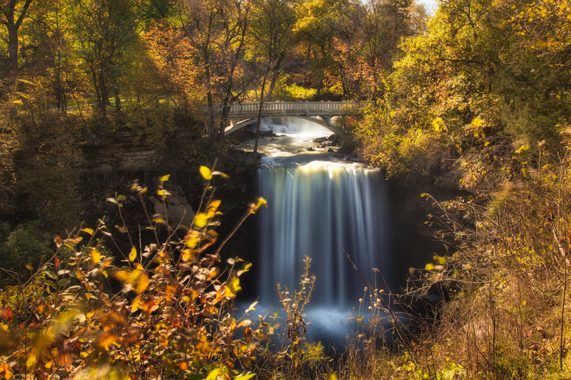 Easily accessible view of Minneopa Falls in mid-October. Just a short walk from the parking lot.