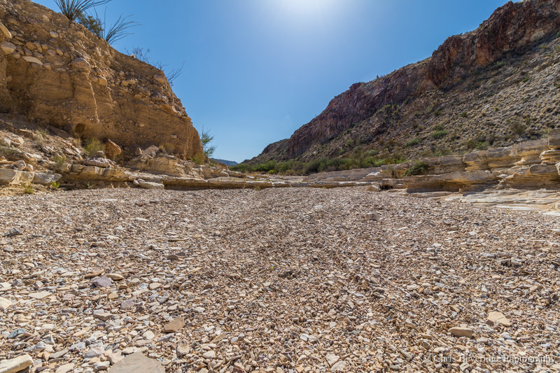 A dry riverbed crossing along the trail getting to the Dome loop.