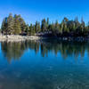 Sherwin Lakes with a thin layer of ice on top.