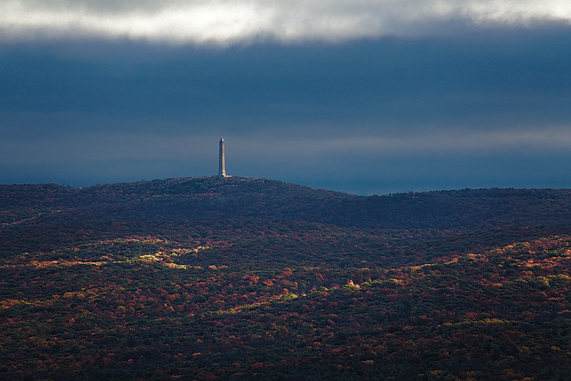 High Point Monument standing proud as scene from Cliff Park, PA
