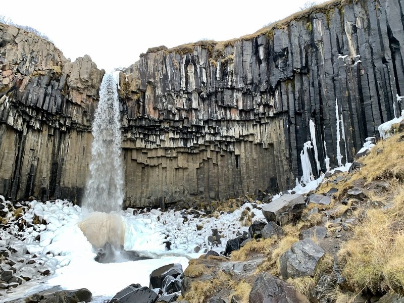 Late October - crowds are down, but the day is short and it is cold and icy.