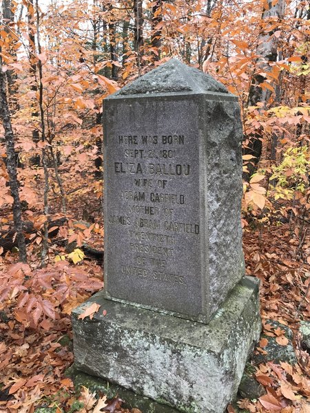 Monument to Eliza Ballou, mother of our 20th President.