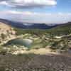 View of Johnson Lake when crossing over the saddle by Pyramid Peak