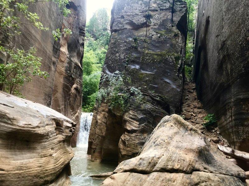 View of the falls up above the campsites