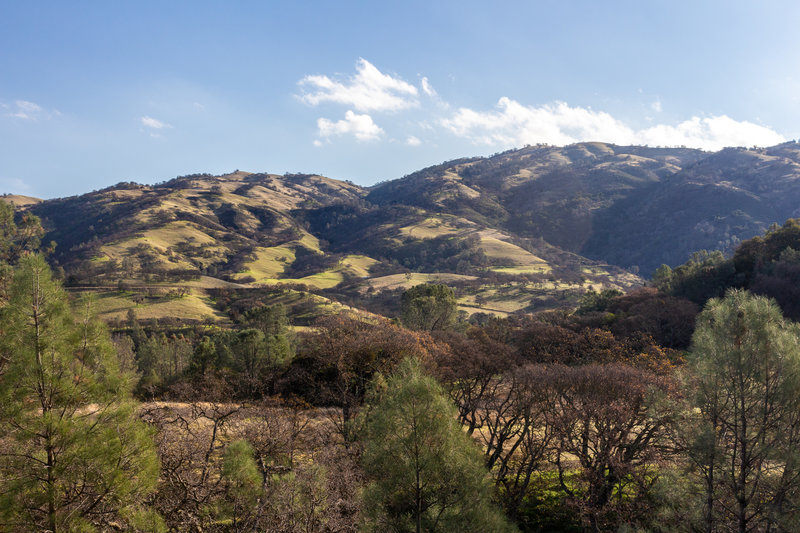 Mendenhall Springs hills from water tank on Oak Hills Trail.
