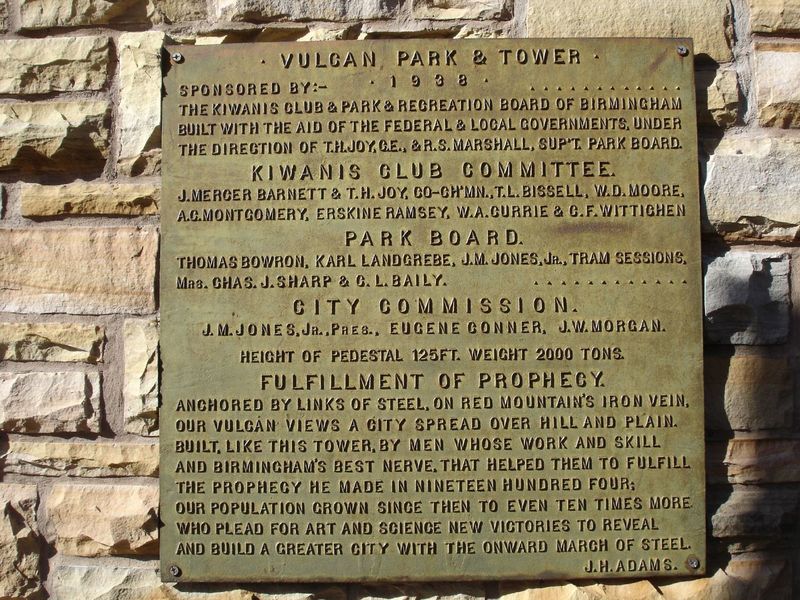 Vulcan Park plaque